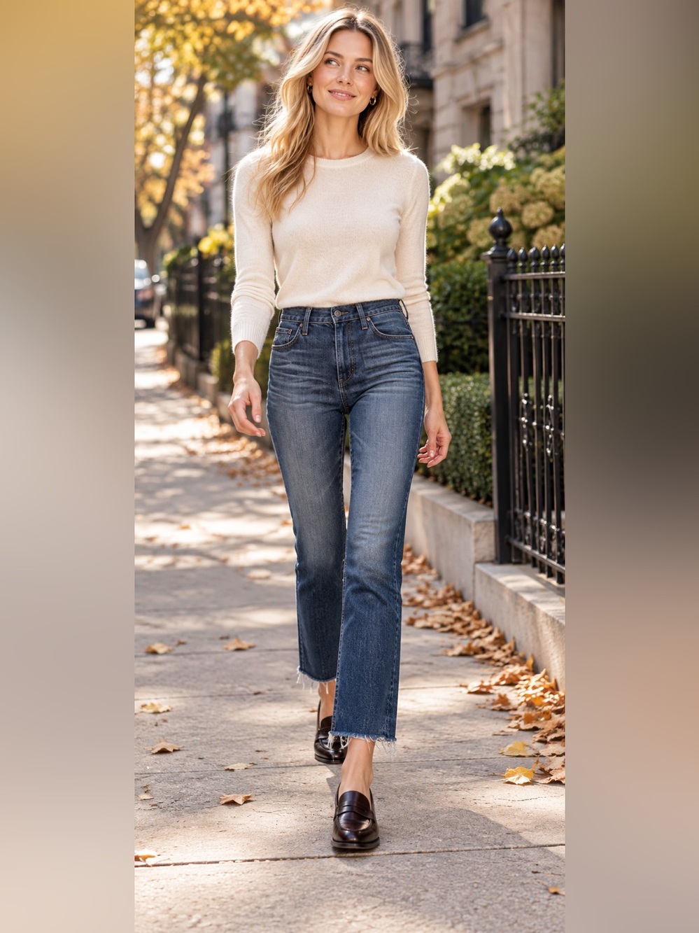 AG Adriano Goldschmied Isabelle Slim Straight Crop Jeans Raw Hem Medium Wash 25